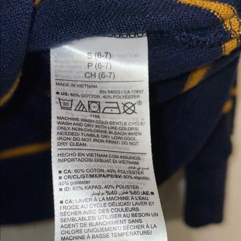 Navy Sweater long sleeve tee with Yellow Stripes - Picture 3 of 6